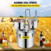 VEVOR 3Gal Alcohol Still, Stainless Steel Alcohol Distiller w/Copper Tube & Build-in Thermometer & Water Pump,Double Thumper Keg 2
