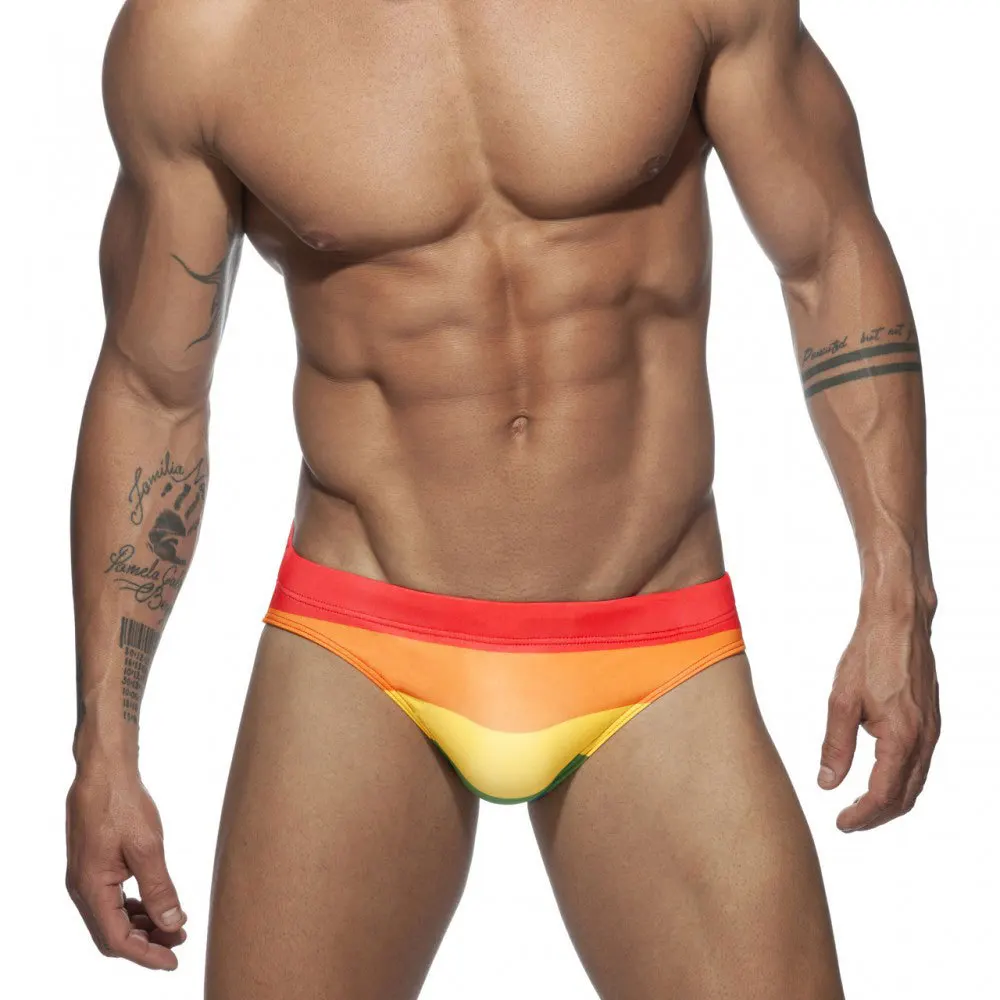 

WF1 rainbow print sexy low waist men swimwear new summer beach men bikinis swim briefs trunks pool party men swimming swimsuits
