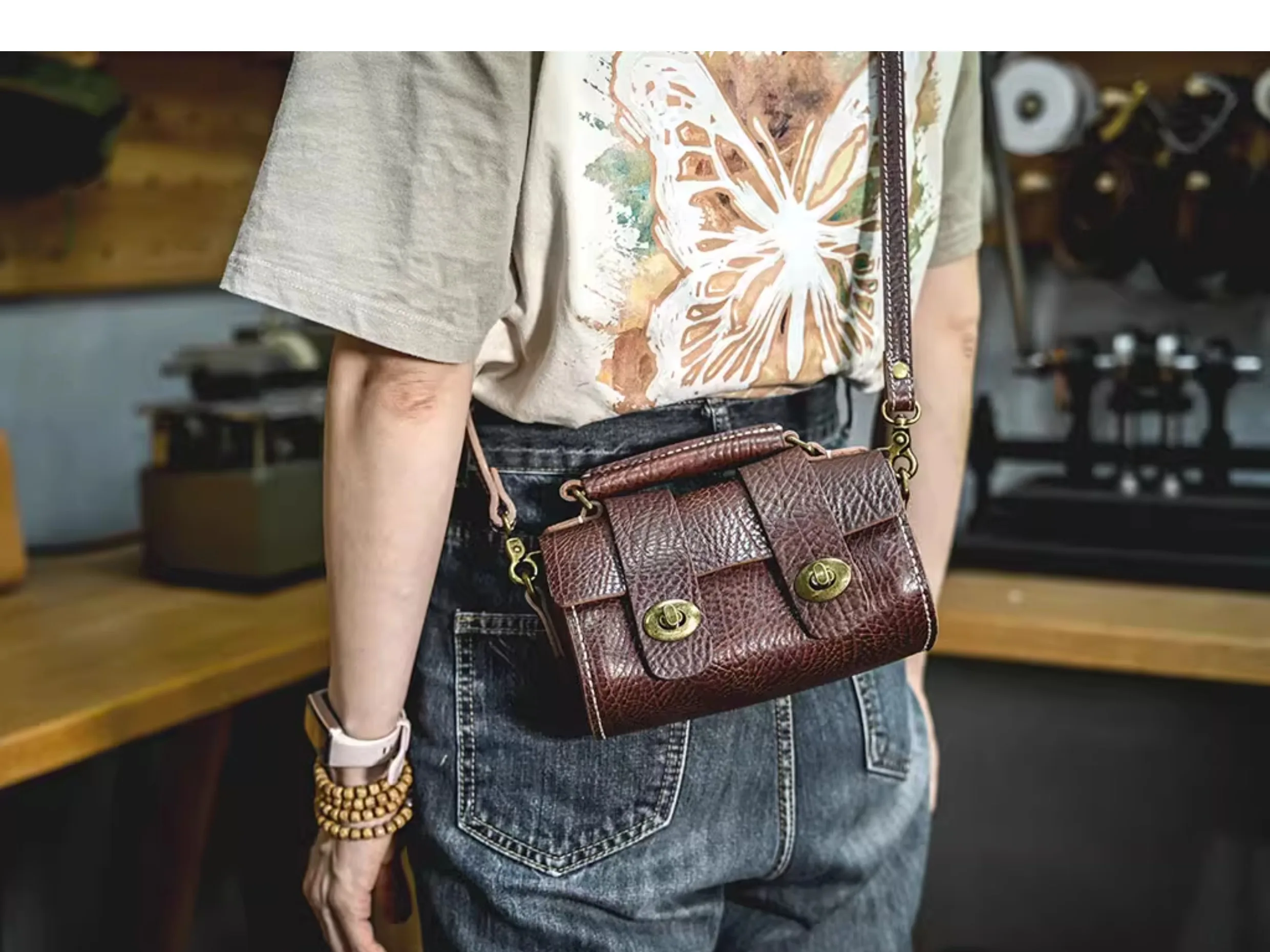 PNDME hochwertige erste Schicht Rindsleder Damen kleine Handtasche Designer handgemachte echtes Leder weibliche Schulter Umhängetasche – Detail 14
