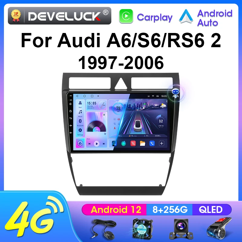 Per Audi A6 C5 1997 - 2004 S6 2 1999 - 2004 Rs6 1 2002 - 2006 2 Din Android 12 Autoradio Lettore Video Multimediale Stereo Carplay
