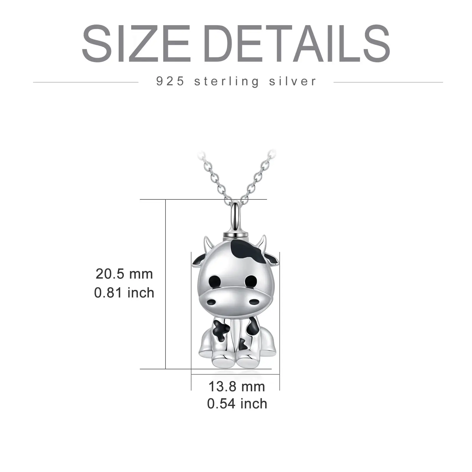 S925 silver, cow pendant necklace