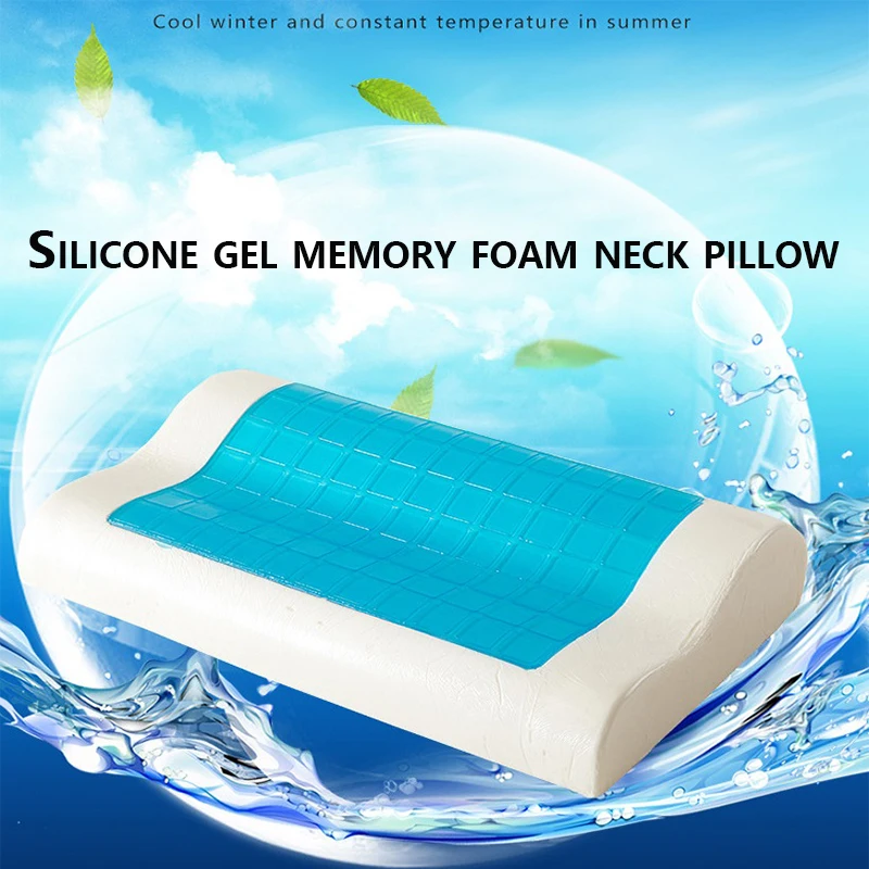 

Summer Cooling Silicone Gel Memory Foam Pillow - Orthopedic Healing Cushion - Slepping Pillows Neck Cervical with Pillowcase