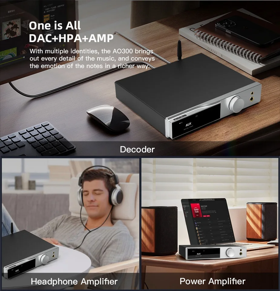 Smsl ao300パワーアンプ、ヘッドフォンアンプ、デコーダー、ma5332ms