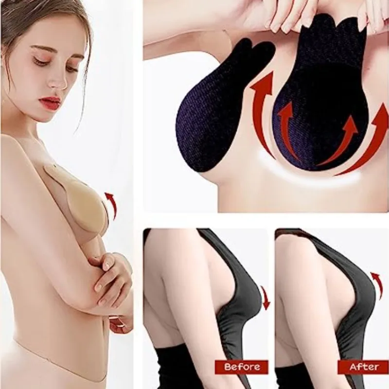Women Push Up Bras Self Adhesive Silicone Strapless Invisible Bra Reusable Sticky Breast Lift Up Tape Gym Bra Pads Chest Pad women lingerie womens bras womens lingerie bra pads