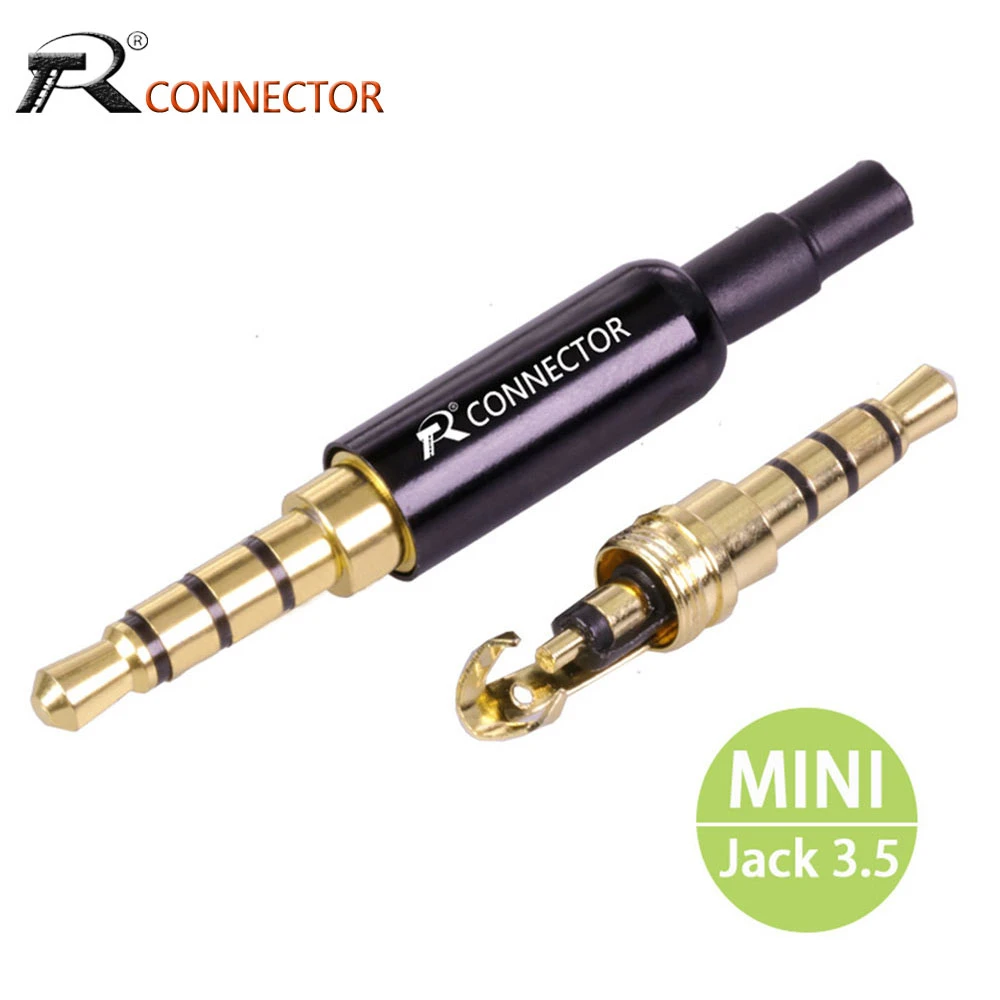 Miniconector de aluminio de 4 polos, adaptador de auriculares chapado en con de trasero, clip de Cable para auriculares estéreo DIY, 3,5mm, 5 uds.|adapter 3.5mm|adapter jack 3.5mmadapter jack -