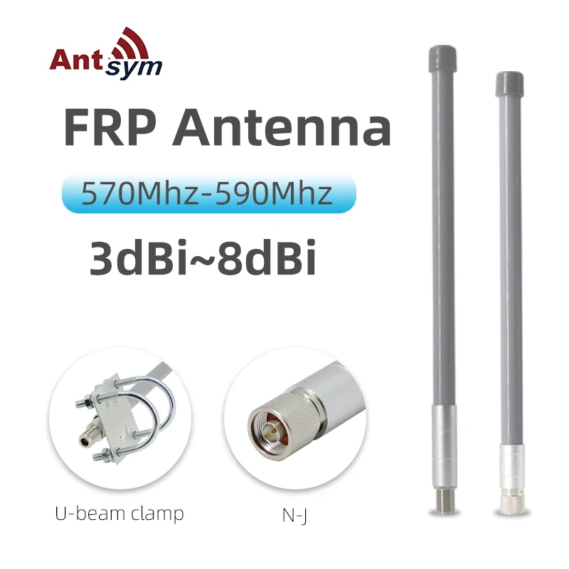 

570-590MHz Antenna RFP Omni Directional Waterproof Fiberglass Outdoor Antenna for Wireless Communication of LoraWan Mesh Signal