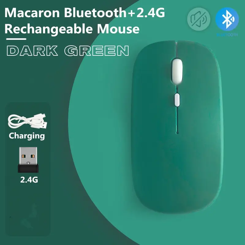 1 PC ITLY 충전식 무선 블루투스 마우스 2.4G USB 마우스 안드로이드 윈도우 태블릿 노트북 PC IPAD 모바일