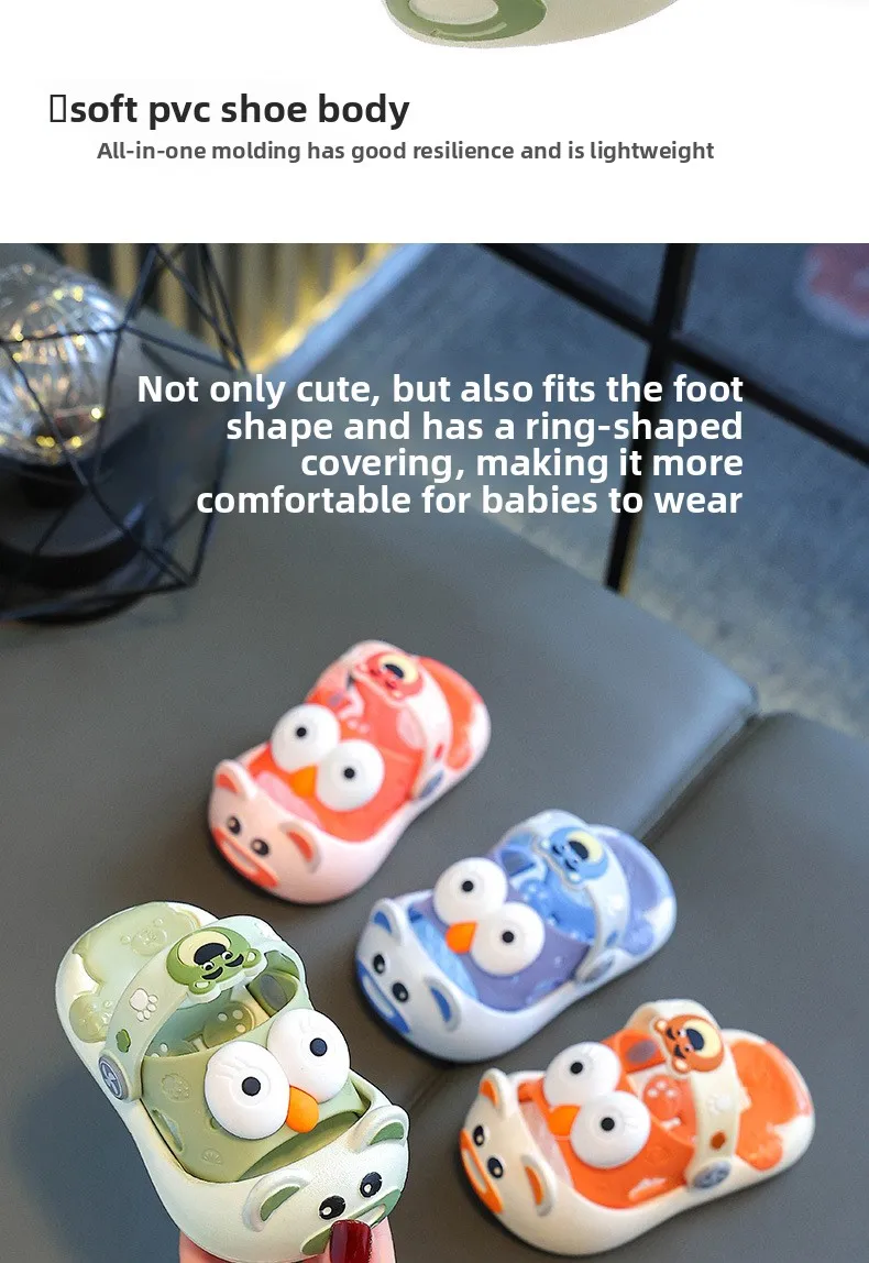 Weiche Hausschuhe mit Kopfbedeckung, rutschfeste Cartoon-Clogs für Jungen und Mädchen, bequeme Sommersandalen für zu Hause – Detail 4