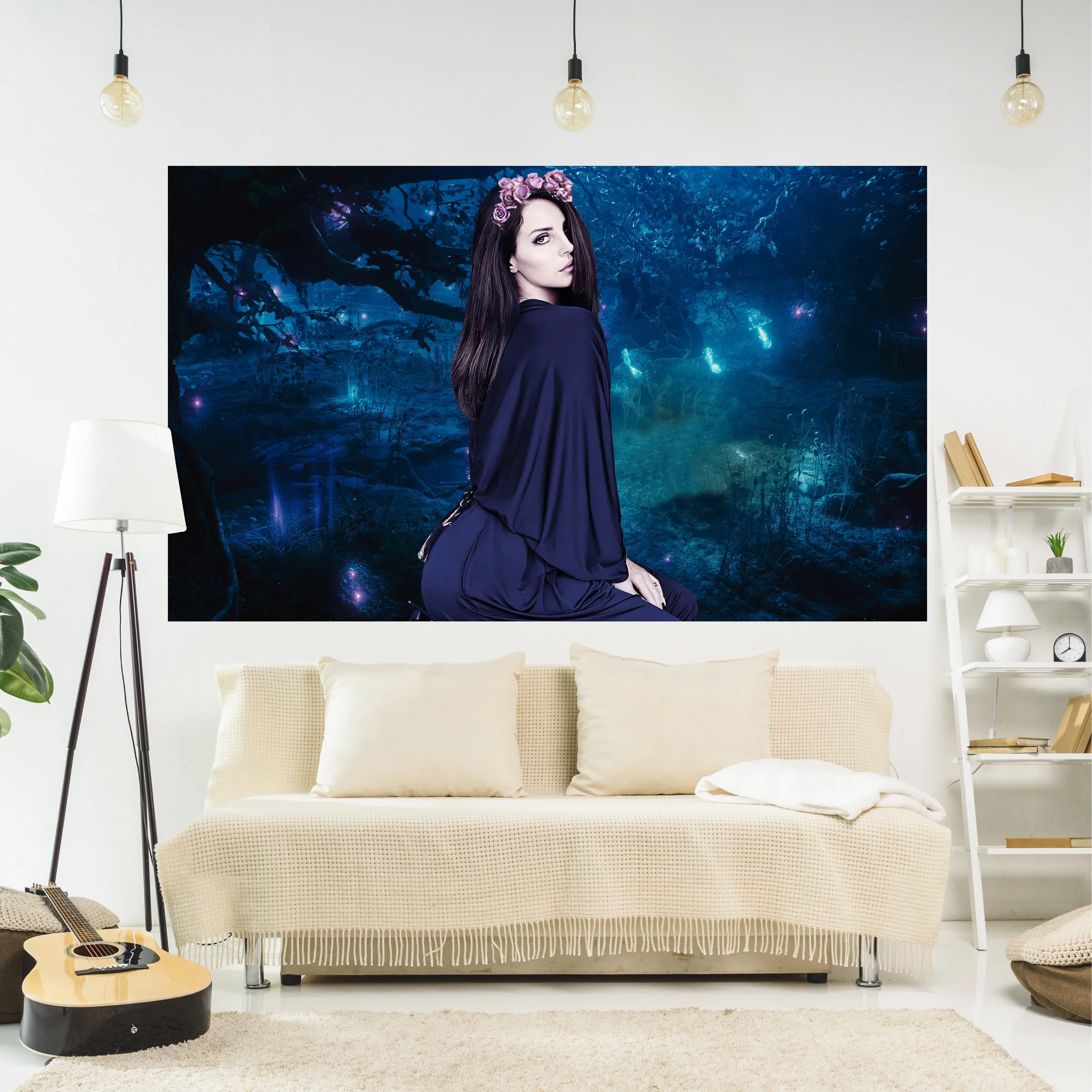 Lana Del Rey Poster Tapestry Wall Decor Hippie Rapper Smoking Printed Art Aesthetic Bedroom Or Home For Decoration