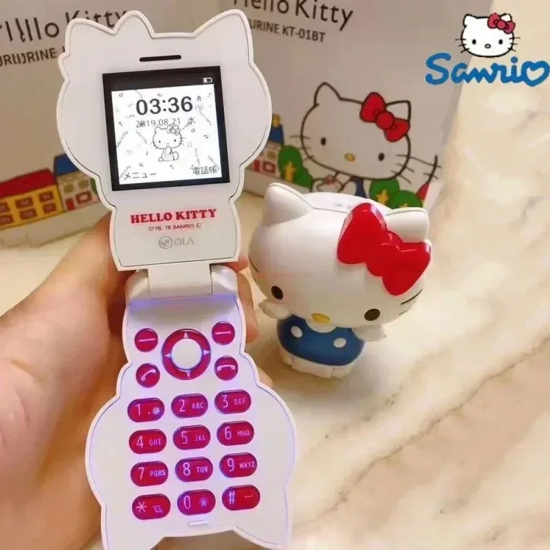 

Sanrio Foldable Phone Limited Edition Hello Kitty Anime Peripheral Call Function Multi Language Switching Children'S Toys Gifts