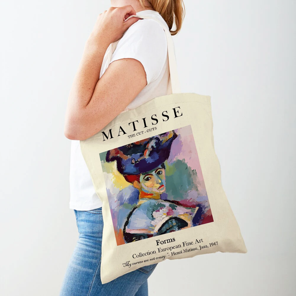 

Matisse Flowers Abstract Landscape Supermarket Shopper Bags Nordic Girl Lady Tote Handbag Canvas Women Shopping Bag