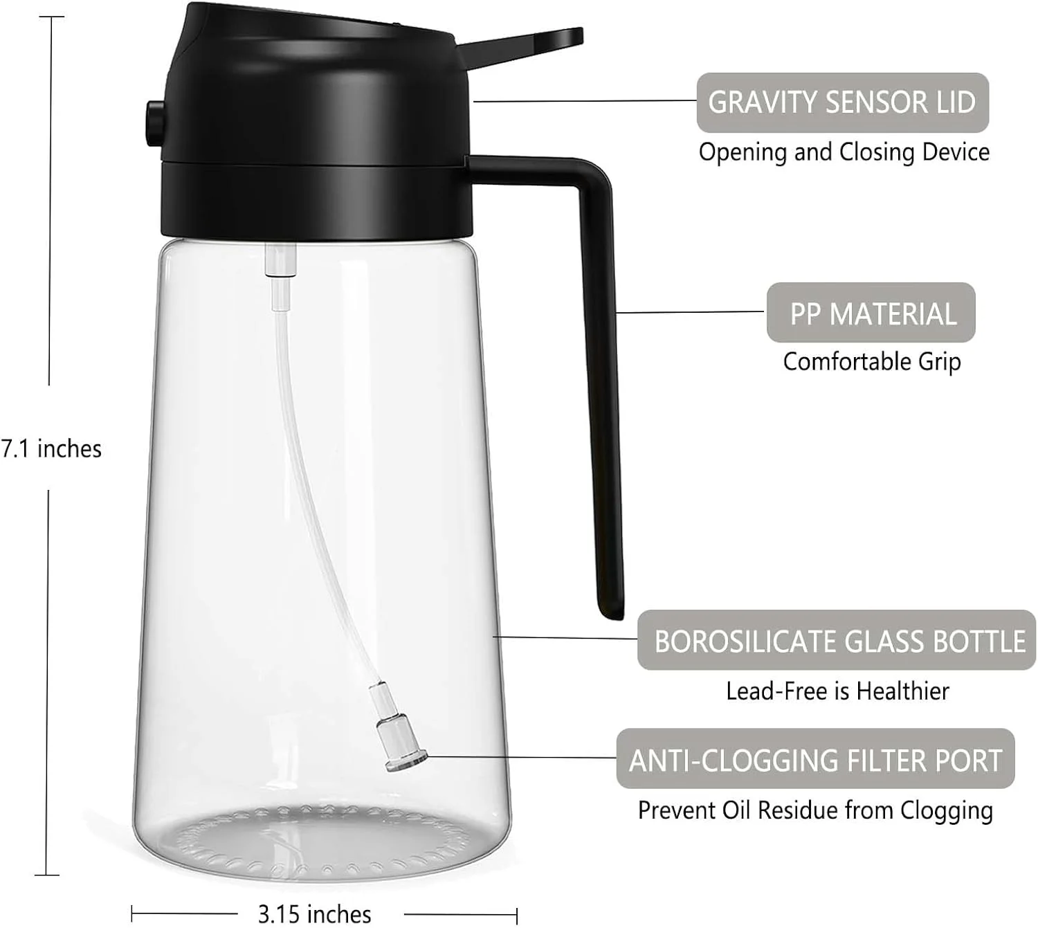 Oil Sprayer for Cooking 2 in 1 Spray & Pour Olive Oil Dispenser 470ml Glass Spray Bottle Kitchen Gadgets oil spray bottle oil sprayer oil spray dispenser oil dispenser