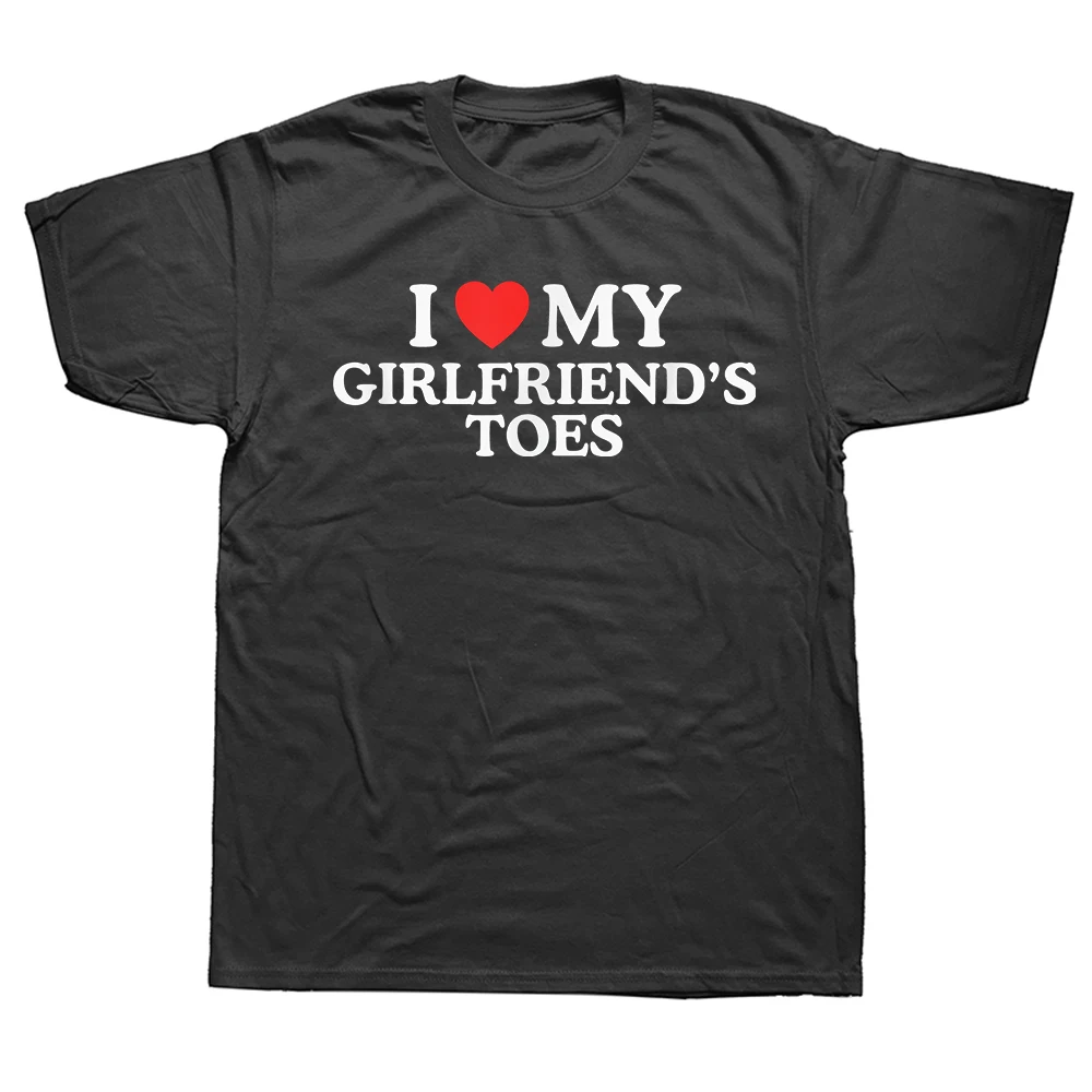 Lustiges „Ich liebe die Zehen meiner Freundin“ Baumwoll-Streetwear T-Shirt, Humor-T-Shirt, locker geschnittene Kleidung für Männer und Frauen, Kurzarm