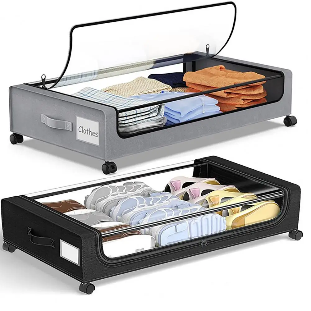 Under-bed Storage Case Moisture-resistant under Bed Organizer Dustproof Under-bed Storage Box with Wheels Zipper for Quilts 6