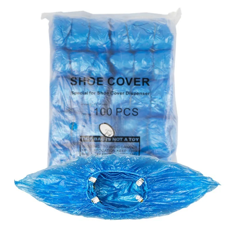 100pcs Tbuckle Disposable Shoe Cover Covers Thickened Antislip Shoes Machine Waterproof Pe