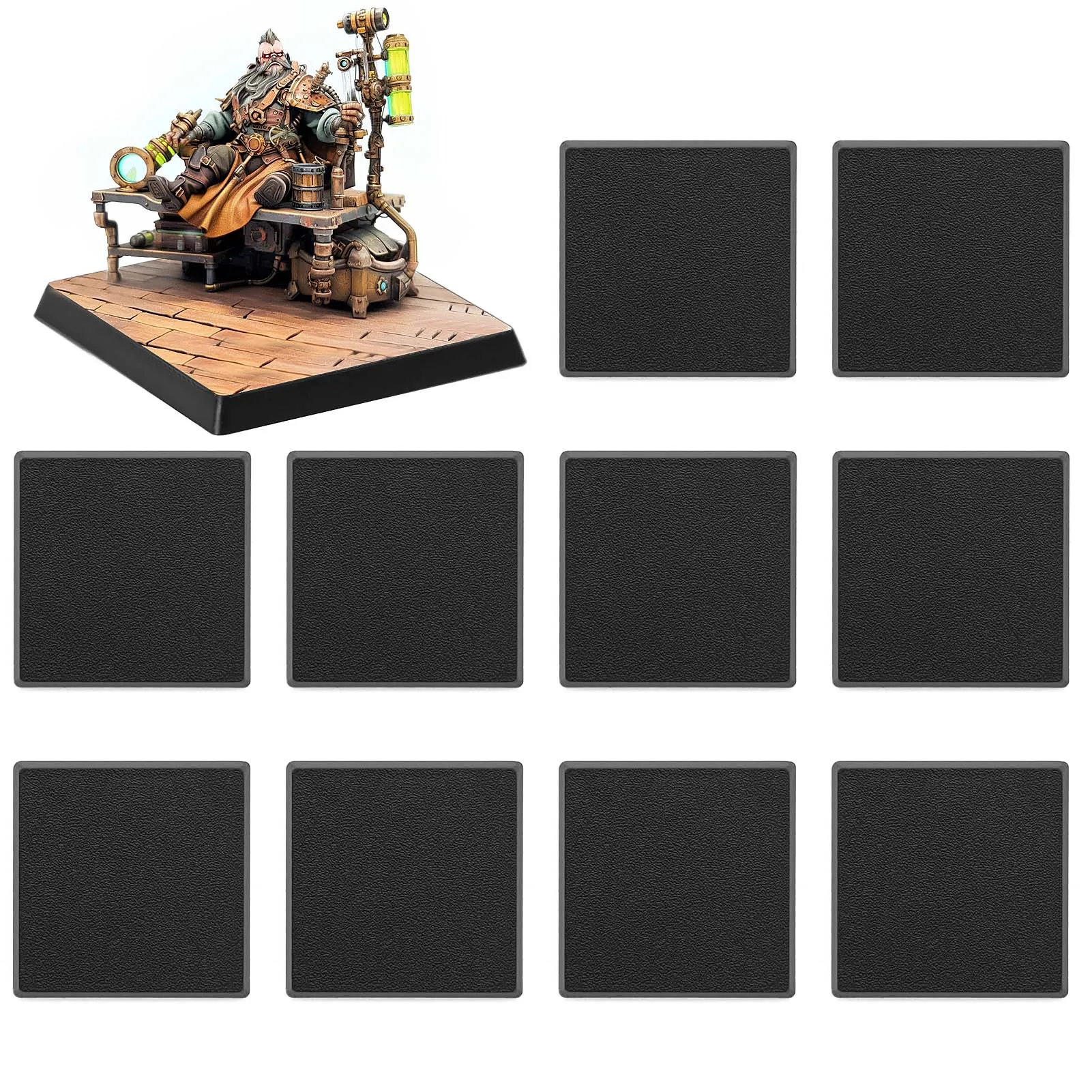 Evemodel 50Pcs 40Mm Basi Quadrate In Plastica Nera Per Warhammer Miniature Wargame Mb1040