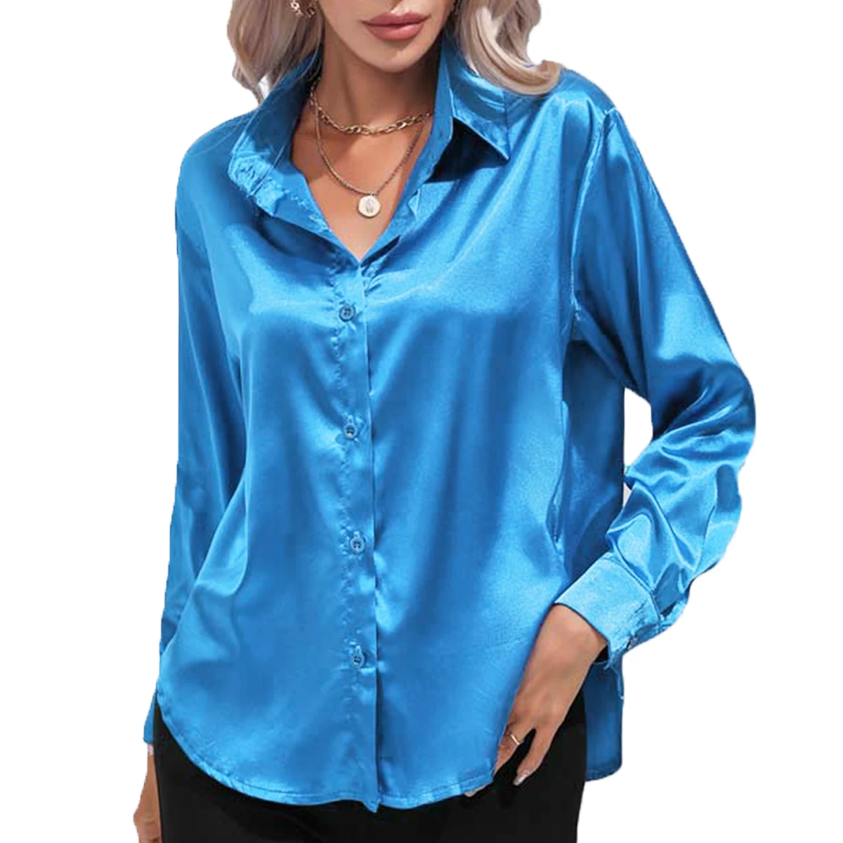 Oversize Silk Shirts Women Solid Plain Blue Green Teal Peacock Blue Turquoise White Black Red Blouse Long Sleeve Tops Barry Wang наушники urbanears luma teal green