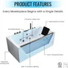 60 Inch Acrylic Freestanding Whirlpool Hot Tub Modern Soaking Bathtub with Central Drainage and Color Therapy  Bathroom Fixture 4