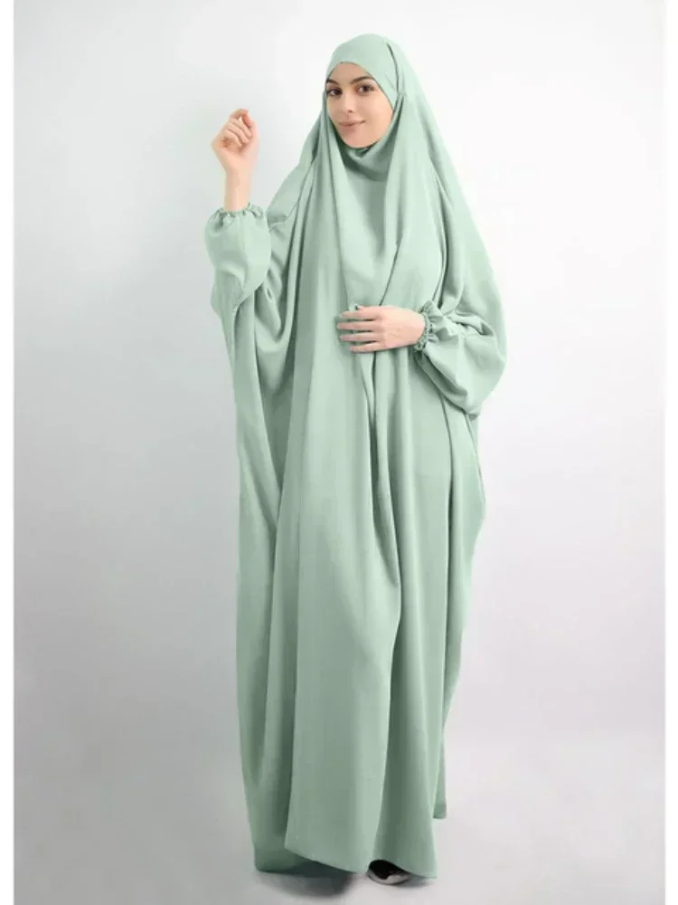 Hooded Abaya Muslim Prayer Dress Jilbab for Women Long Khimar Hijab Headcover Ramadan Gown Dubai Islamic Clothes Niqab Djellaba