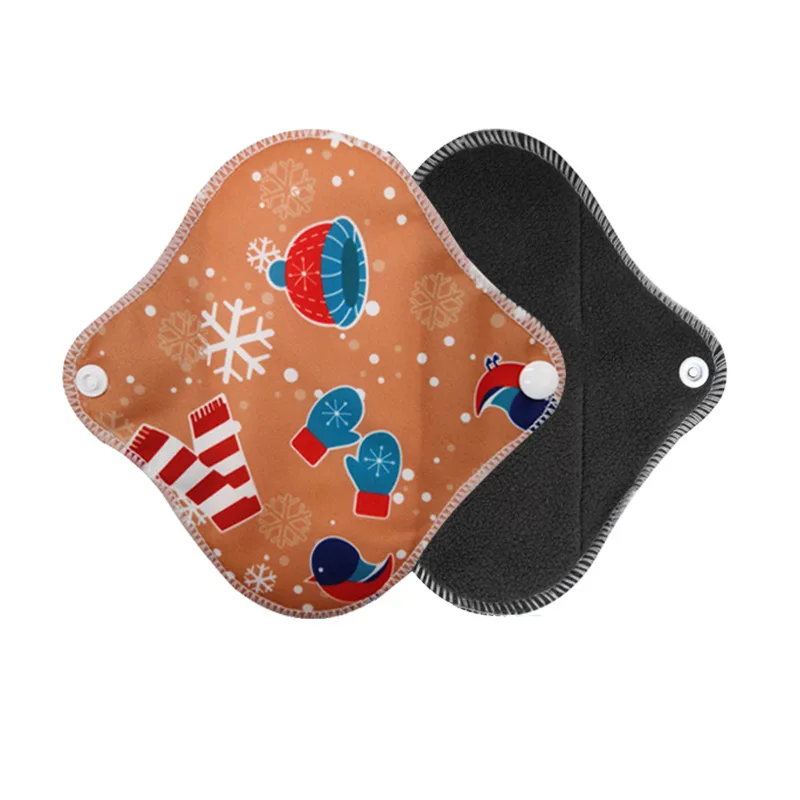 2pcs Small washable bamboo charcoal sanitary napkin leak-proof and breathable aunt's towel reusable cloth sanitary napkin