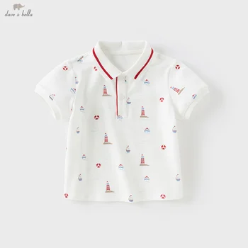 Dave Bella T-shirt a maniche corte per ragazzi Polo estiva casual per bambini Top con risvolto stampato carino Abbigliamento morbido per bambini DB 2252081 1