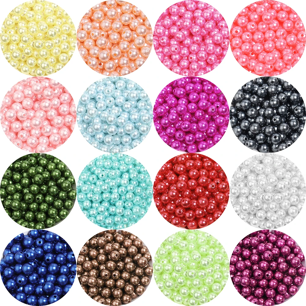 Acrylic Spacer Beads 3/4/6/8/10/12mm ABS Imitation Pearl Round For DIY Jewelry Making