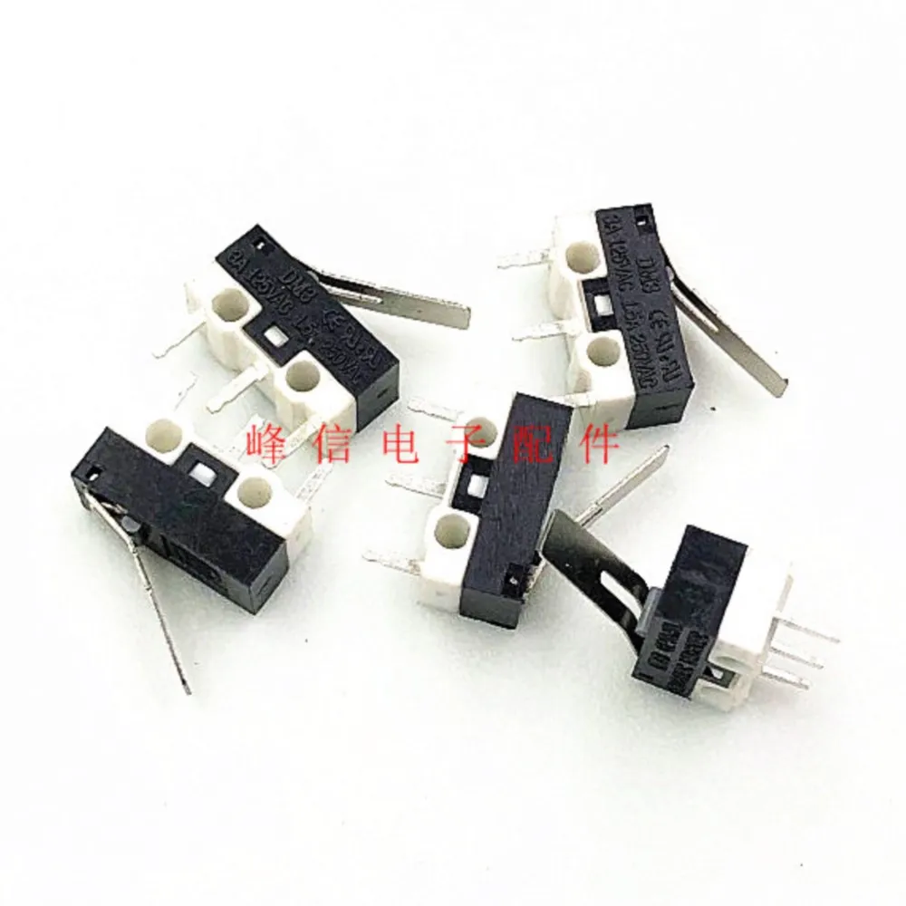 Micro switch 5Pcs DM3 3A 125VAC 1.5A 250VAC Taiwan Small Micro Switch With Metal Handle Travel Limit 3 Foot Switch