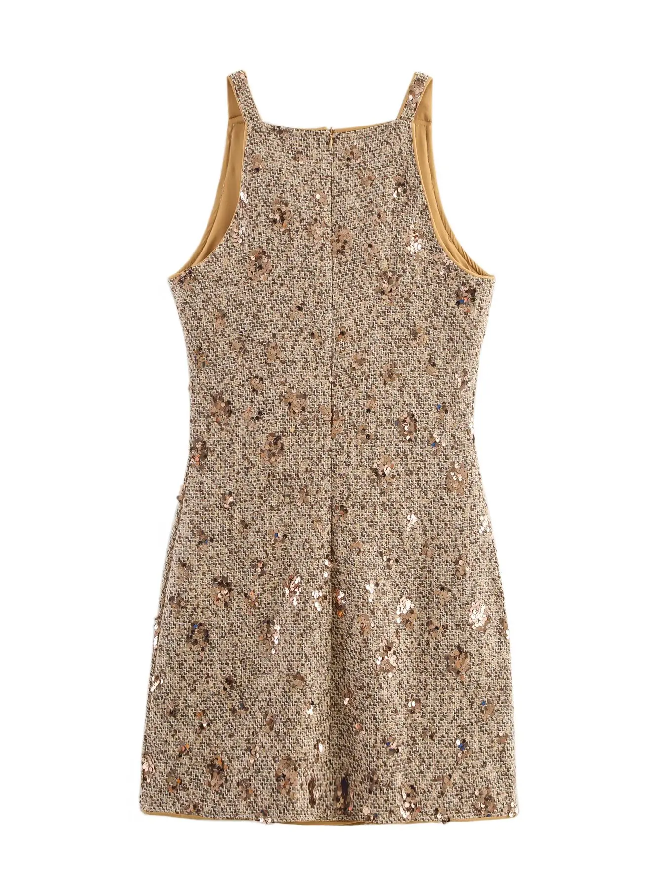 NLZGMSJ Damen Pailletten Sexy Club Chic Kleid Ärmelloses Reißverschluss Minikleid Neue Mode Weibliches Kleid – Detail 7