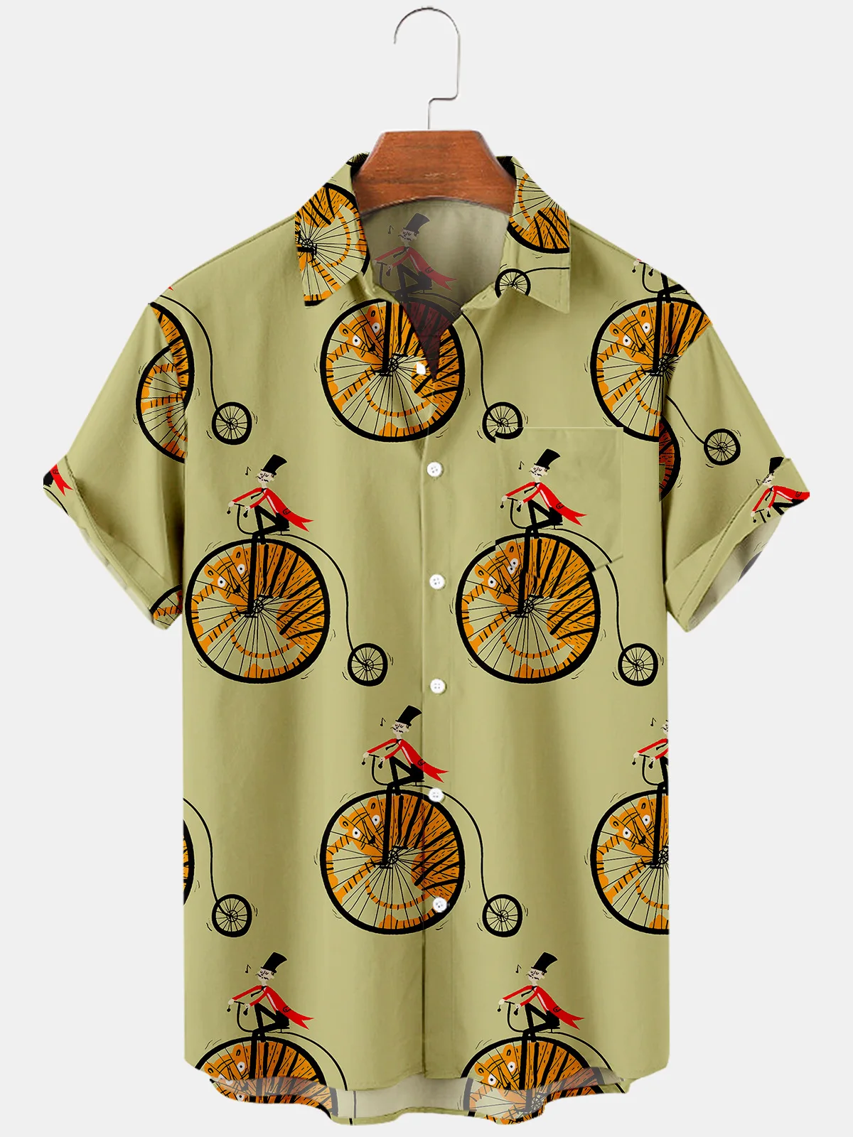 

2024 Men's Casual Trend Harajuku Spring/Summer Plaid Shirt Short Sleeve Chest Pocket Design Fashion Print Button 22