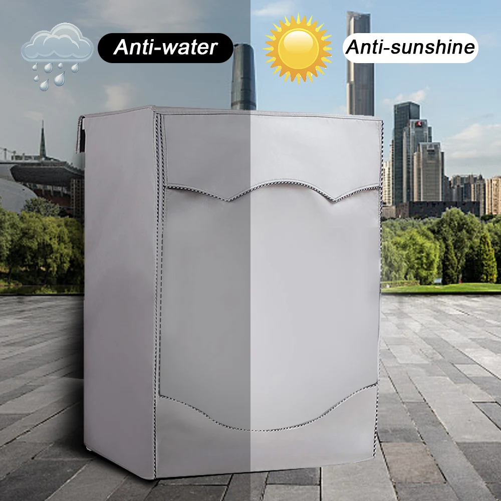 Washing Machine Cover Sunscreen Waterproof Case Front Load Laundry Dryer Covers Dustproof Silver Coating