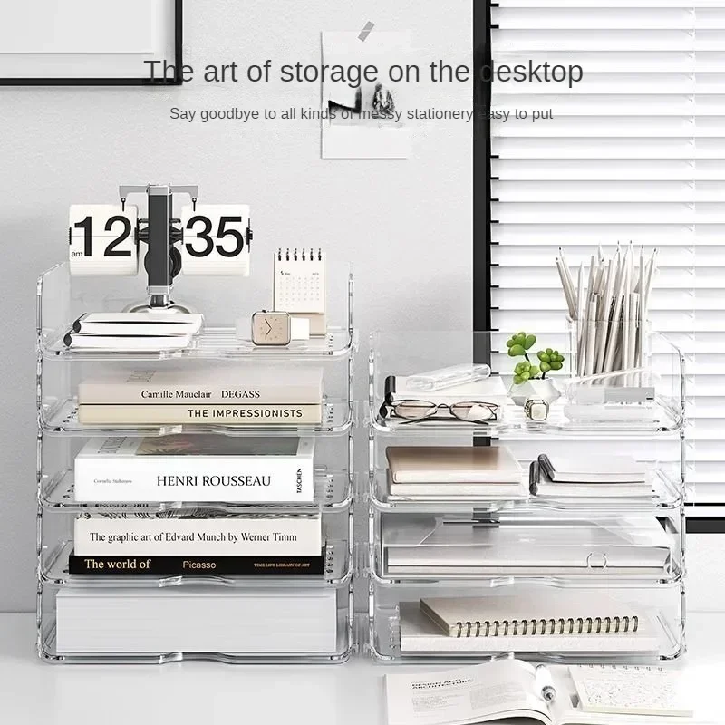 Simple Style Multi-use Sturdy Storage Box Desktop File Organizer Stackable Storage Tray A4 Papers Rack Stationery Box Book Shelf storage box,storage racks