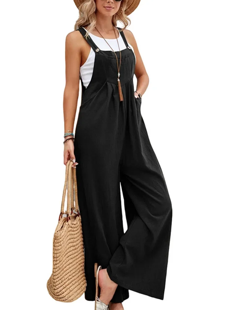 Women Loose Fit Fashion Overalls Wide Leg Baggy Bib Overalls Jumpsuit Dungarees Summer Jumpsuit Casual Elegant Overalls Summer - Image 3