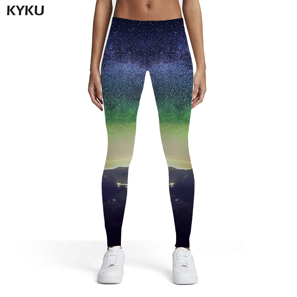 

KYKU Galaxy Leggings Women Starry Sky Elastic Nebula Spandex Womens Leggings Pants Casual Jeggins Summer Pencil