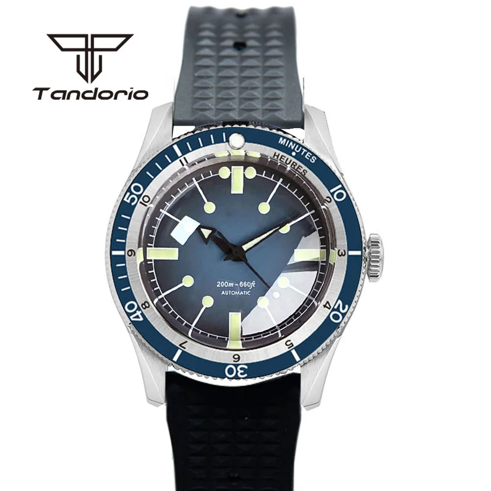 Tandorio Mechanical Automatic Watch for Men 40mm Double Domed Sapphire Crystal 20bar NH35A PT5000 Movt 120 Clicks Bezel Luminous
