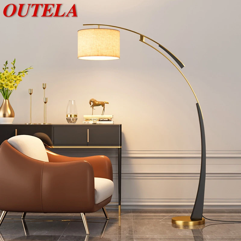 

OUTELA Nordic Fishing Floor Lamp Modern Family Living Room Beside The Sofa Creative LED Decorative Standing Light