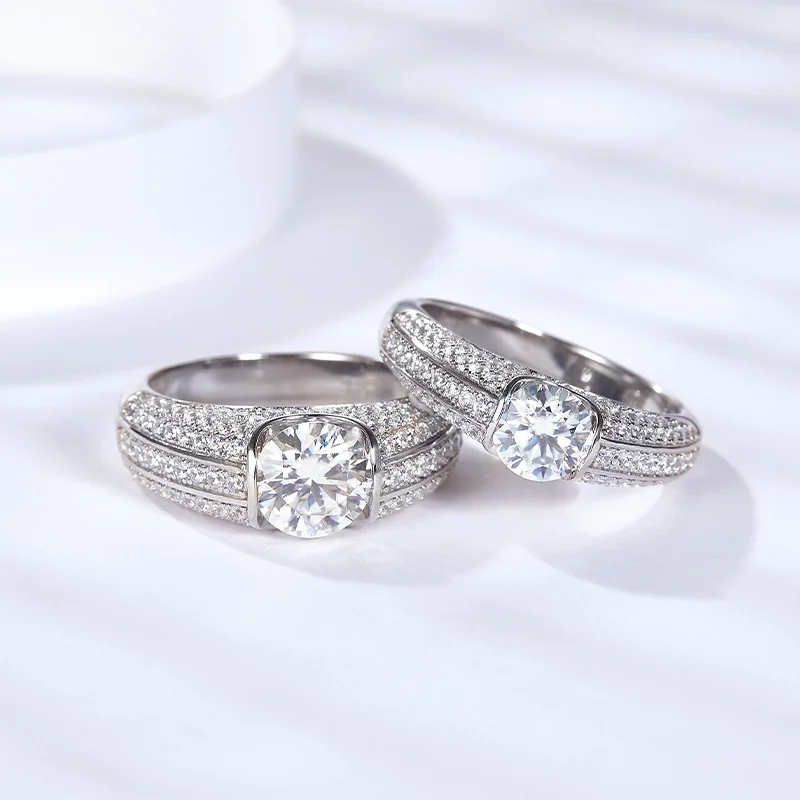 

2023 Top Quality Studded with 100% Moissanite Diamond Luxury Rings for Men 1CT 2CT Engagement Rings Silver 925 Jewelry