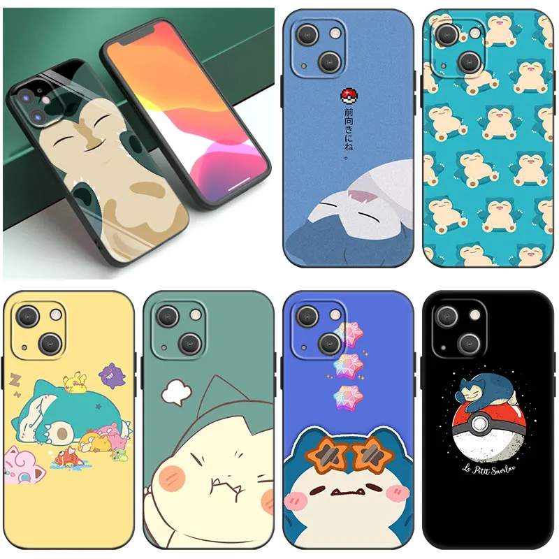 Custodia Per Telefono Pokemon Snorlax Per Apple Iphone 14 13 12 Mini 11 Pro Xr X Xs Max 6S 7 8 Plus Se 2020 2022 5S Cover Nera
