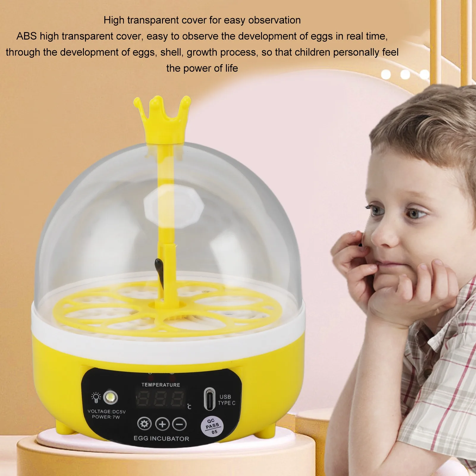 Egg Incubator Automatic Temperature Humidity Control Noiseless Poultry Hatching Machine with Insulation Foam for School egg incubator