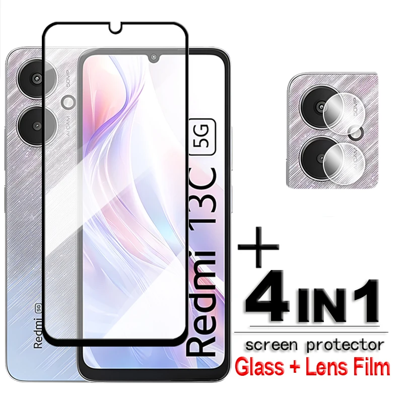 Per Redmi 13C 5G Glass Per Redmi 10C 11A 12 12C 13C Vetro Temperato 2.5D Full Cover Glue Hd Screen Protector Per Redmi 13C Film