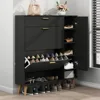 Shoe Rack Cabinet, Free Standing Shoes Storage Organizer Cabinet with 2 Flip Drawers, Entryway Narrow Shoe Rack Storage 1