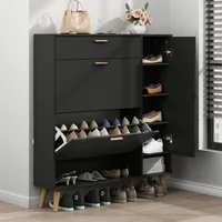 Shoe Rack Cabinet, Free Standing Shoes Storage Organizer Cabinet with 2 Flip Drawers, Entryway Narrow Shoe Rack Storage 1