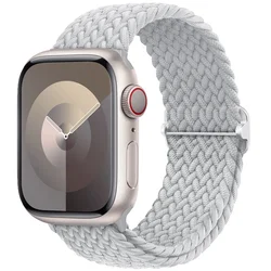 Braided Solo Loop Strap for Apple Watch - Elegant and Comfortable Band Bracelet (06 Pearl white)