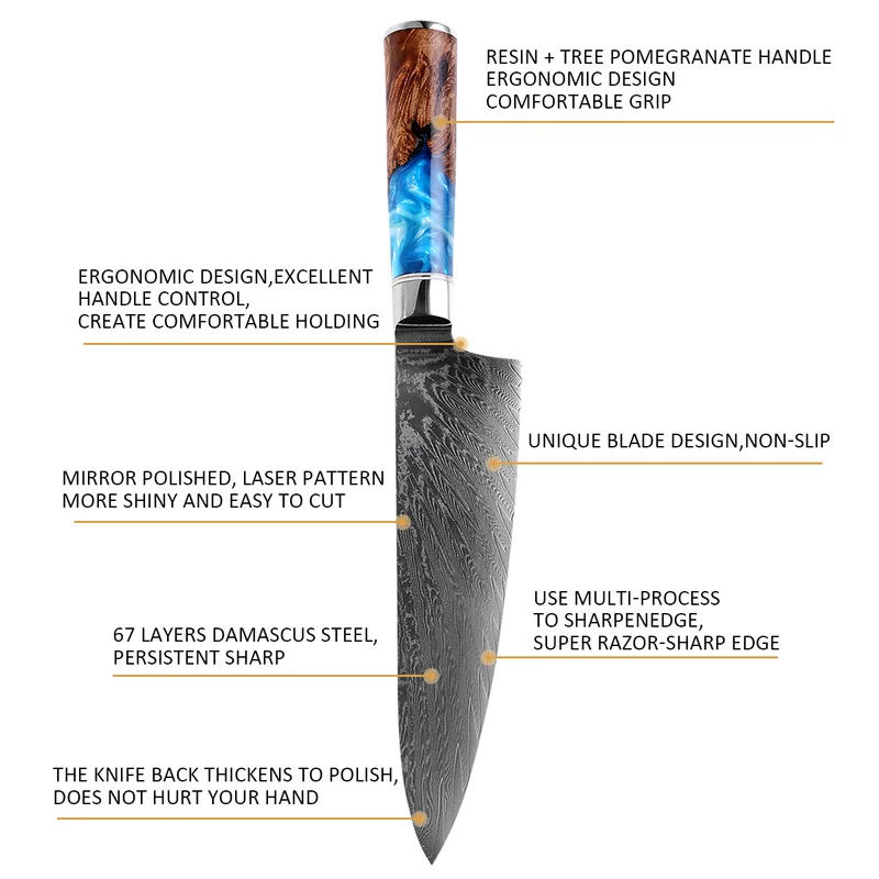 67-layer Damascus Steel Chef's Knife Japanese VG10 Steel Kitchen Knife  'tsunami' 8 Damascus Blade -  Norway
