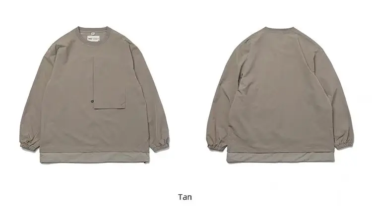 TMCAZ Double LayerHem Sweat Crewneck chest pocket layered adjustable hem urban outdoor gorpcore