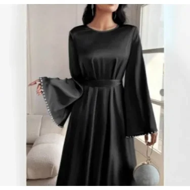 Exquisite Elegant Beaded Dress Muslim Dubai Middle East Turkey Dubai Beautiful Abaya Women's Fashion Muslim Set Origin China