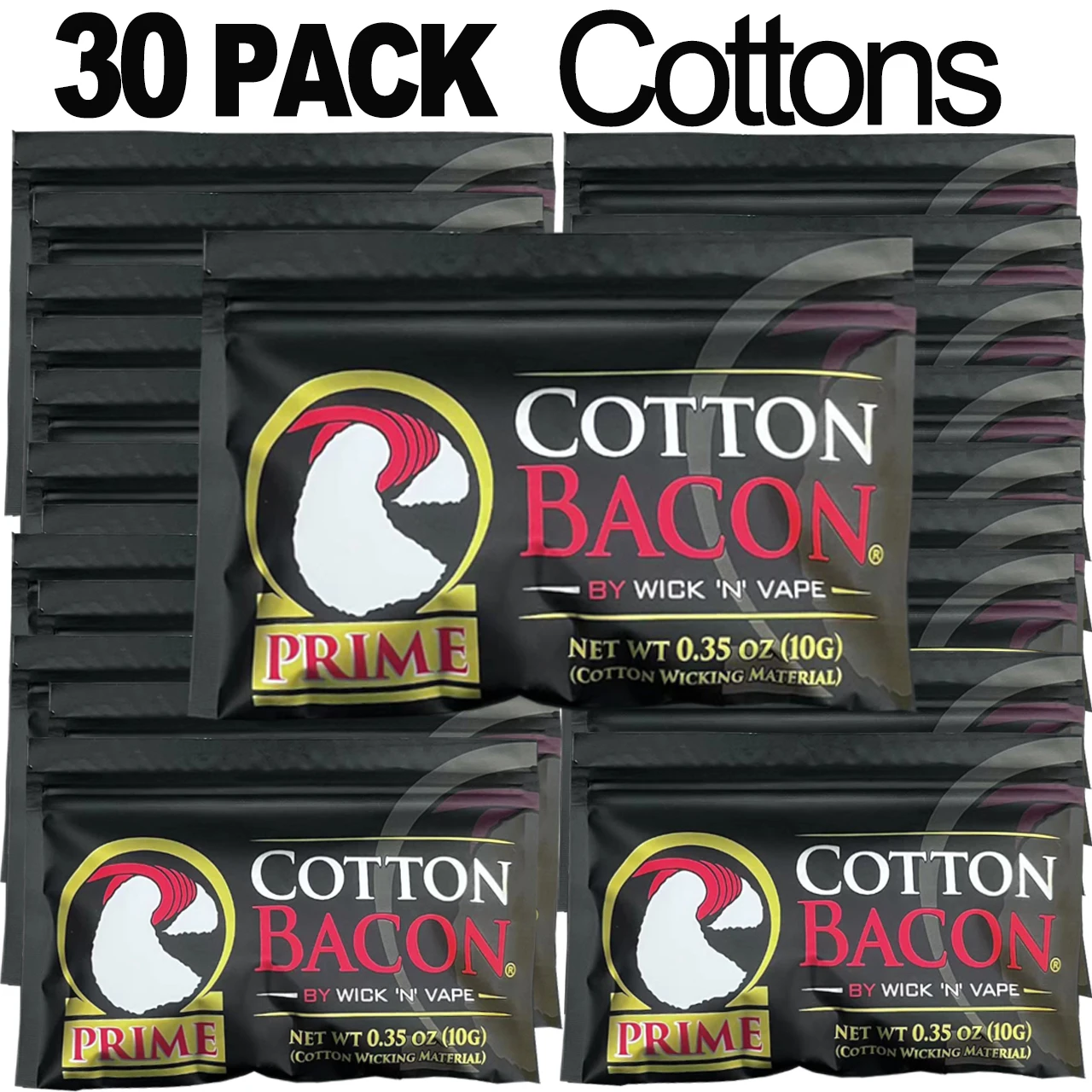 30/20/10Pack Pure Cotton Bacon Prime Gold Version Bacon Cotton for RDA