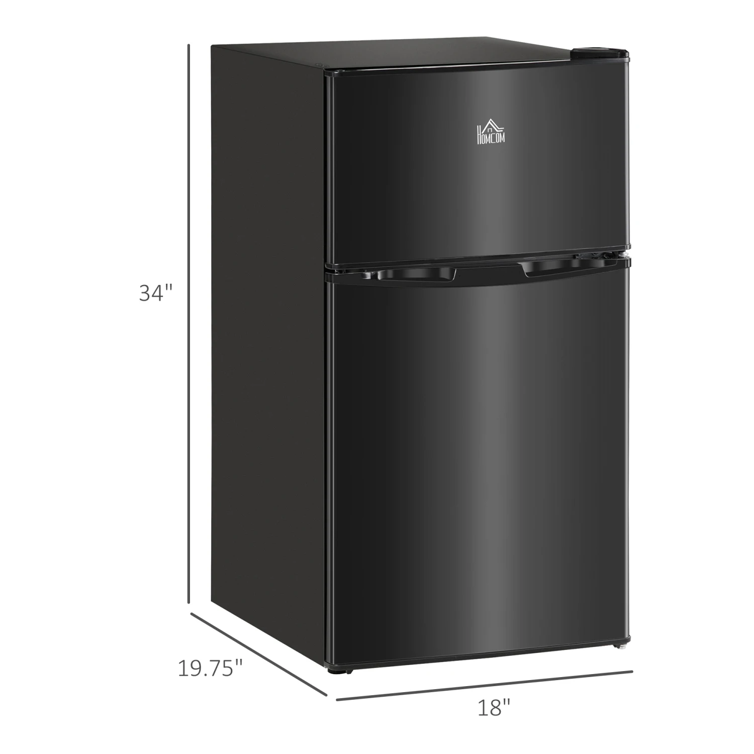 HOMCOM 3.2 Cu.Ft Mini Fridge with Freezer, Double Door Compact Refrigerator with Adjustable Thermostat, Shelf and Reversible Doo 3