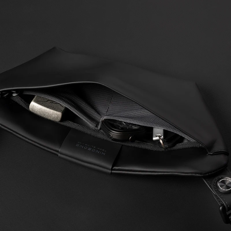 Kingsons Brand Men's Shoulder Bags Chest Bags Waterproof Bags Bags for Students Dating Decorations Gifts for Men Cool Black Bag