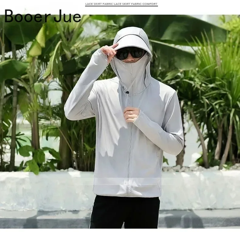 UPF50+ 남성용 자외선 차단 얇은 메쉬 빠른 건조 통기성 사냥 사이클링 스포츠 자외선 차단 낚시 장비 야외 자외선 차단제