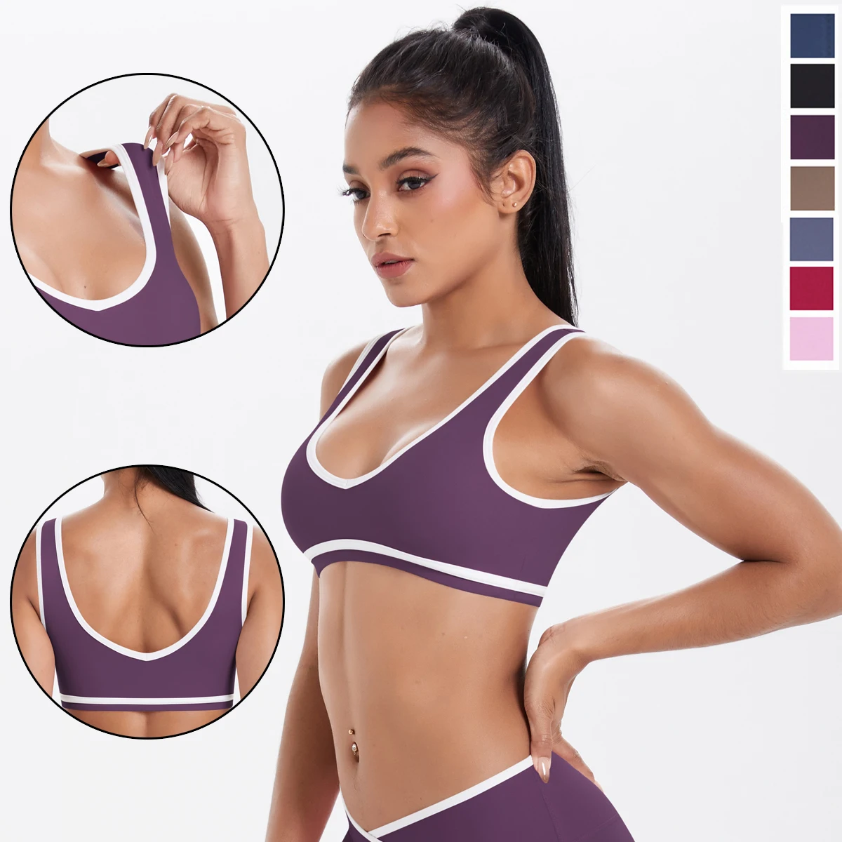 CRZ YOGA Soutien-gorge de sport long Butterlift à encolure dégagée pour